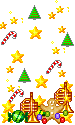 Christmas candy cane tress and falling stars