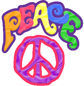 animated peace sign and word