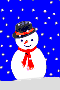 snowman during a snowstorm